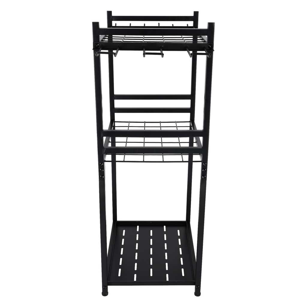 LUARO Metalowy stojak ogrodowy na narzędzia, organizer do grabi, łopat i mioteł, czarny, 81 cm