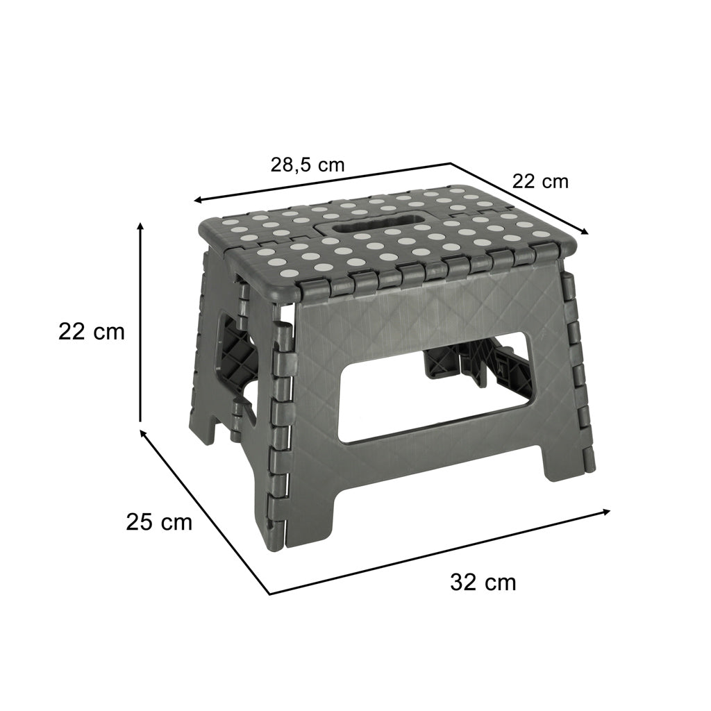 Stołek taboret składany antypoślizgowy 22 cm ciemny szary