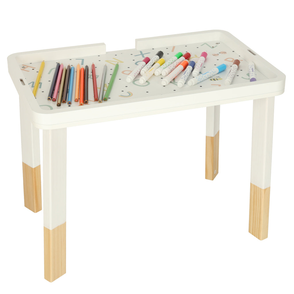 Tablica manipulacyjna LULILO LUDO stolik drewniany sensoryczny 2w1 miętowy