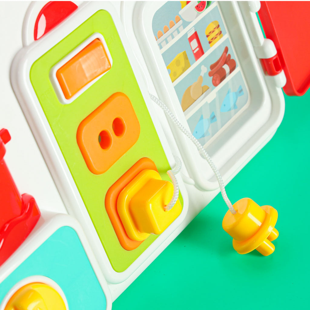 Tablica manipulacyjna sensoryczna montessori kuchnia zegar światło dźwięk