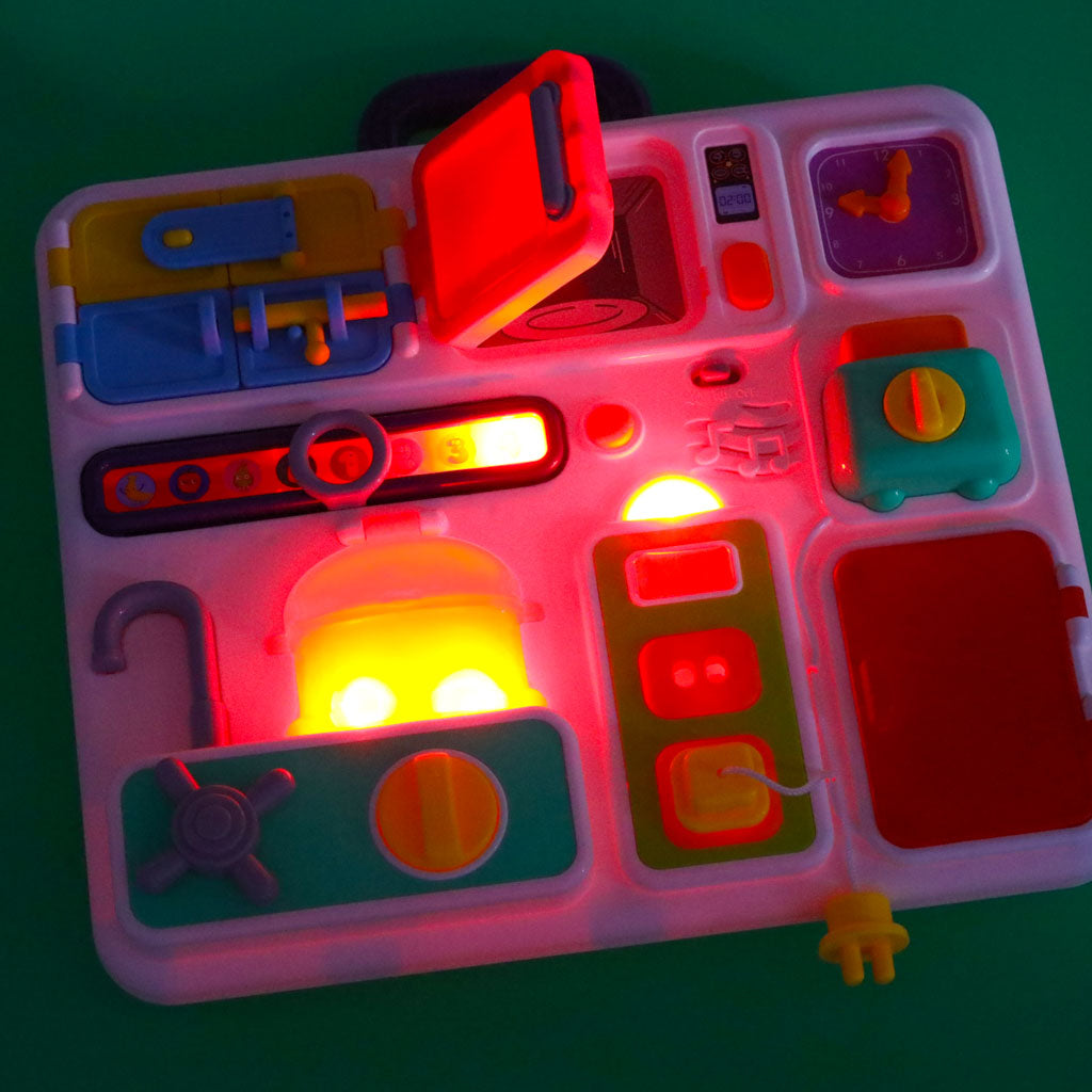 Tablica manipulacyjna sensoryczna montessori kuchnia zegar światło dźwięk