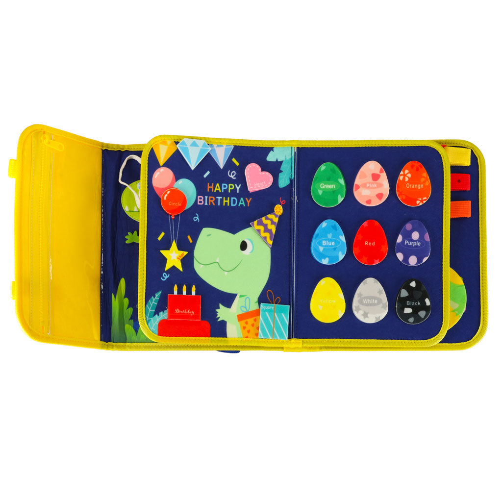 Tablica manipulacyjna sensoryczna montessori walizka plecak niebieski