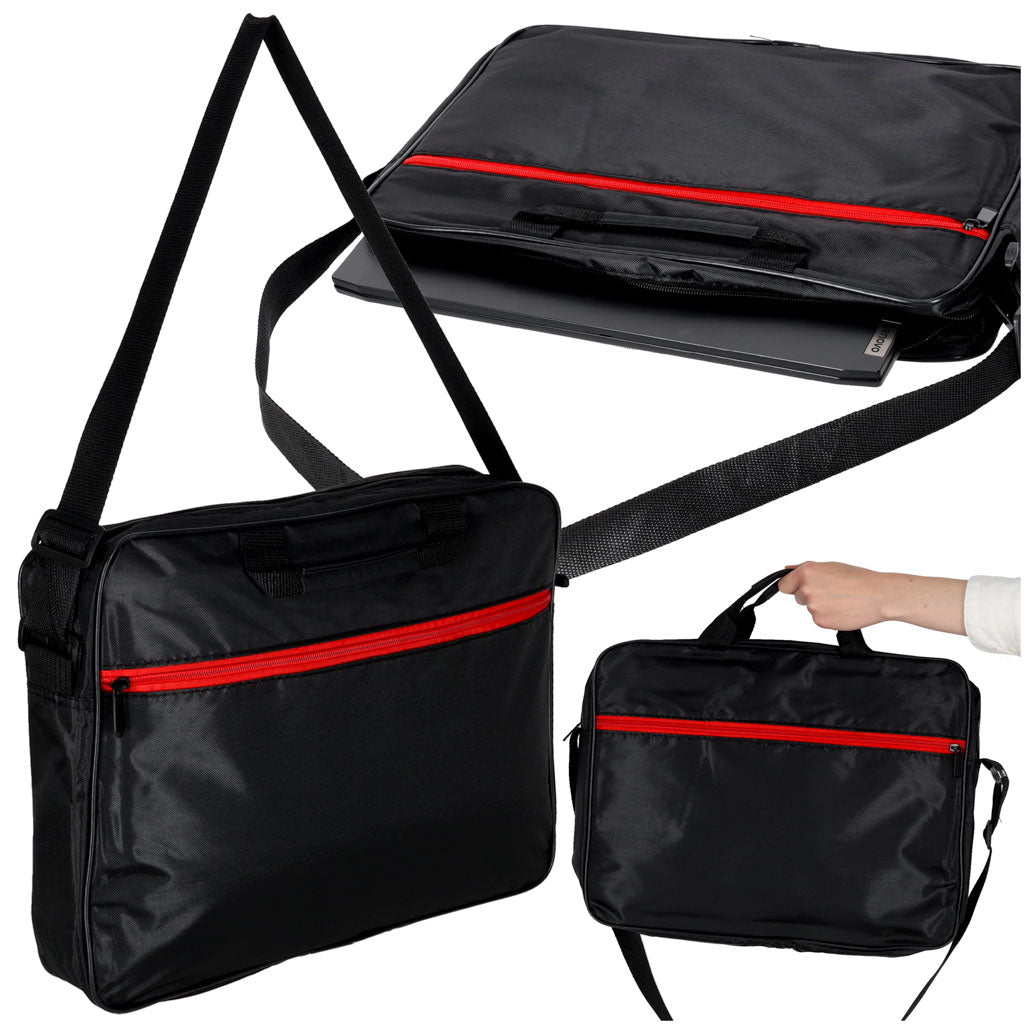 Torba na laptopa 15,6 cala czarna z paskiem na ramię, biznesowa, unisex