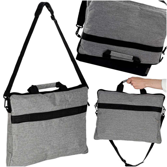 Elegancka torba na laptopa 15,6 cala szara z paskiem na ramię i uchwytami