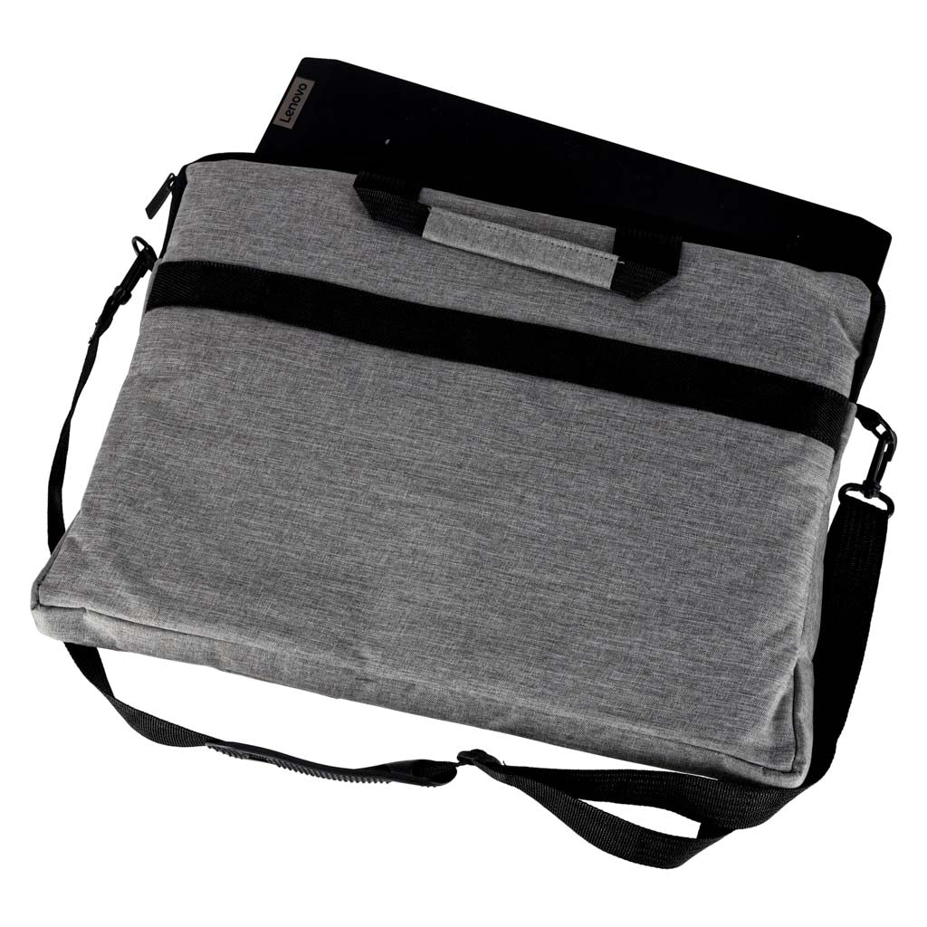 Elegancka torba na laptopa 15,6 cala szara z paskiem na ramię i uchwytami