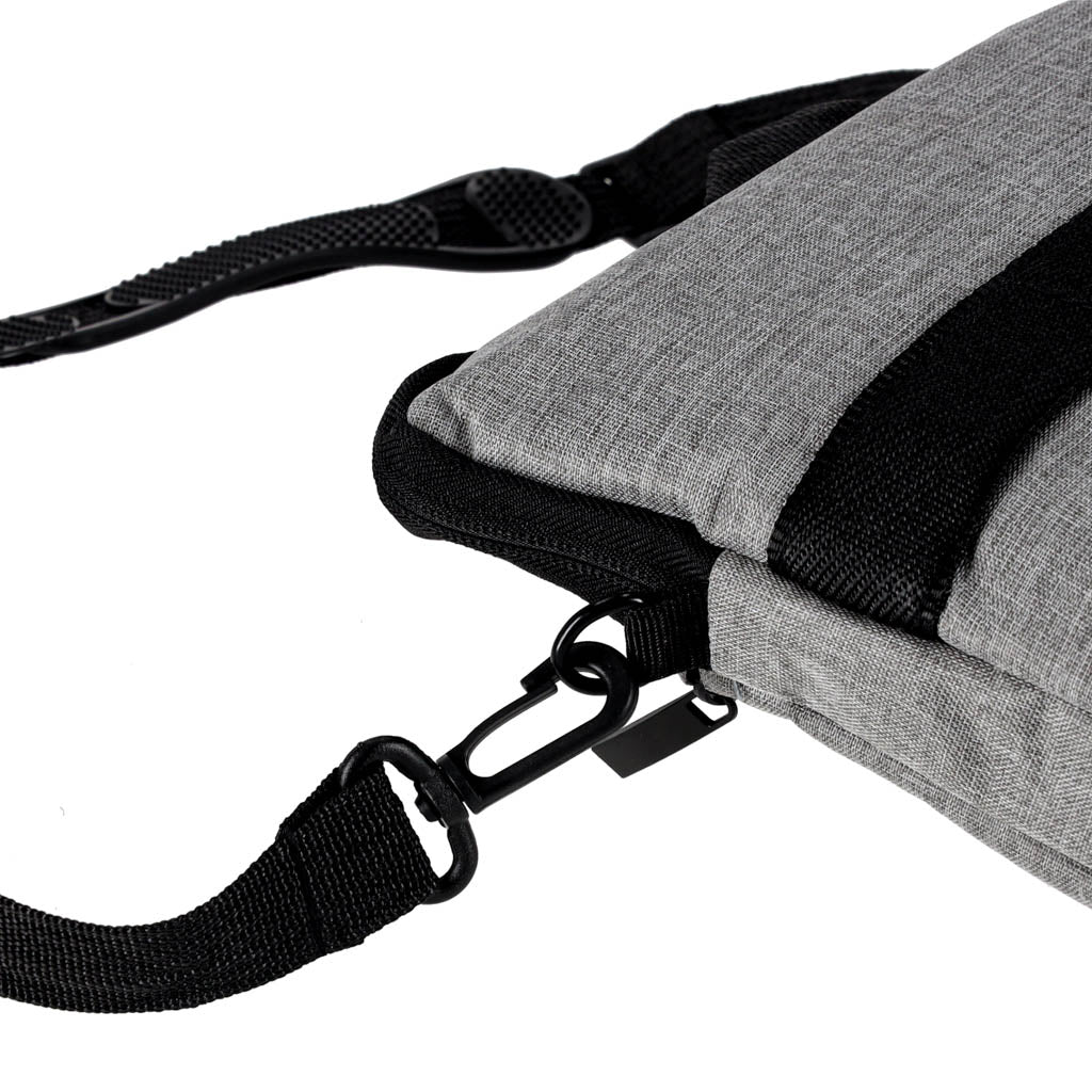 Elegancka torba na laptopa 15,6 cala szara z paskiem na ramię i uchwytami