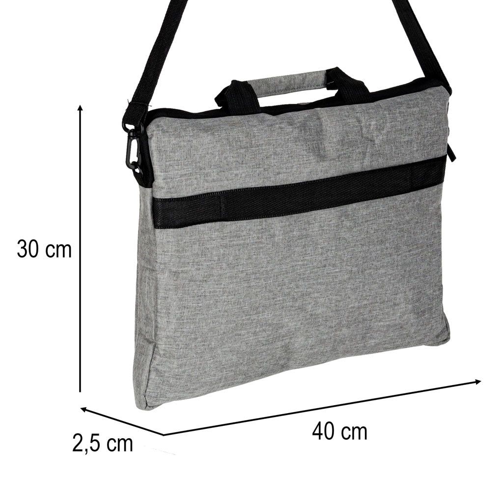Elegancka torba na laptopa 15,6 cala szara z paskiem na ramię i uchwytami