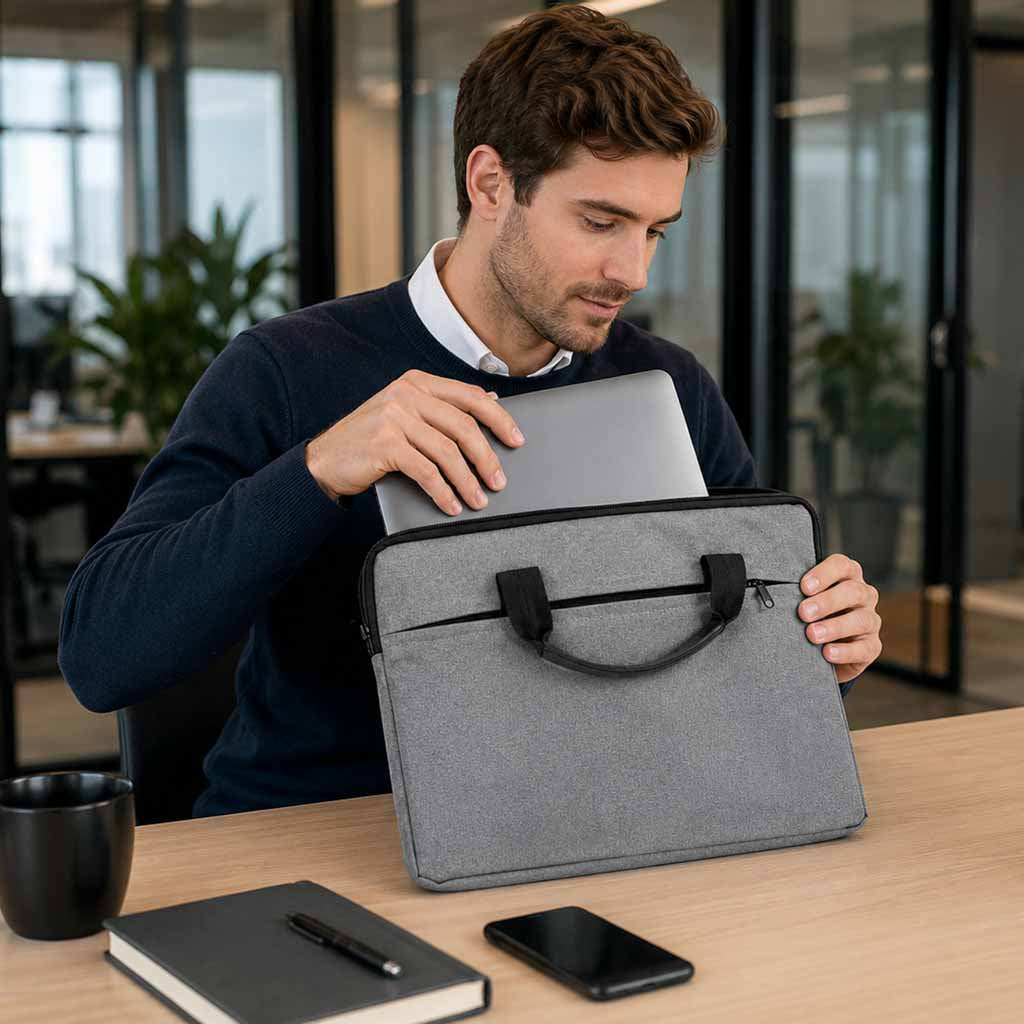 Torba biznesowa na laptopa 15,6" szara, unisex, na ramię i do ręki