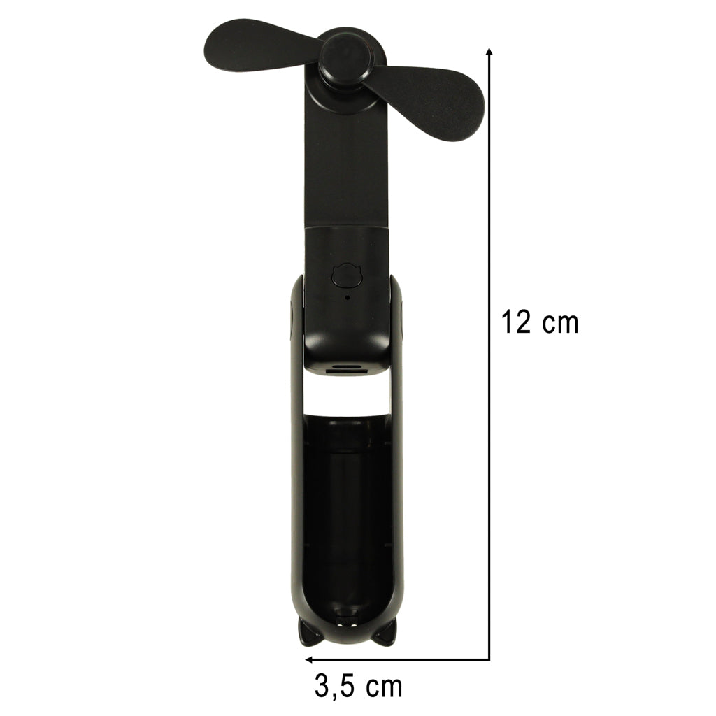 Mini wentylator USB 2w1 składany przenośny biurkowy czarny