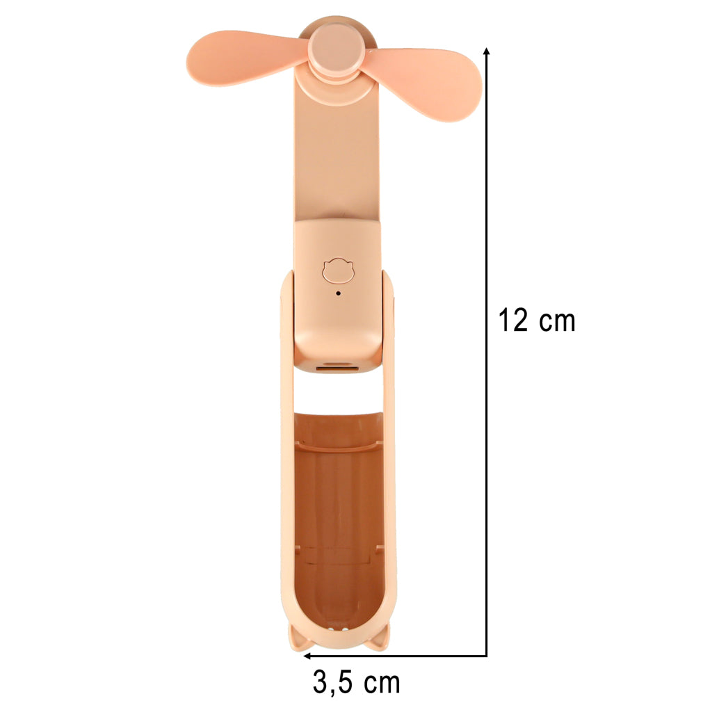 Składany mini wentylator USB przenośny 3W różowy