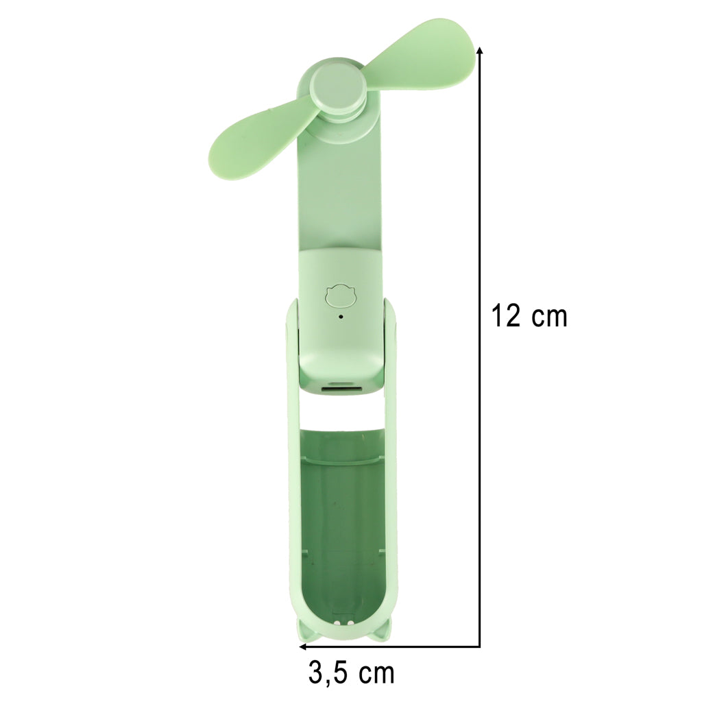Składany mini wentylator USB 3W zielony 1200 mAh z akumulatorem i 3 trybami nawiewu