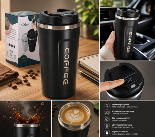 Smart kubek podróżny z wyświetlaczem LED czarny 500ml